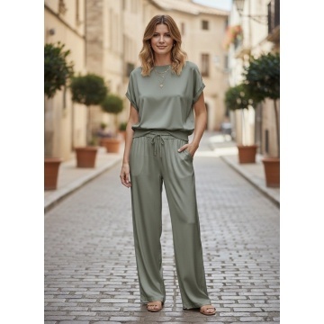 Pantaloni damă Satin Silk & Viscose kaki – Made in Italy RG3808 - Img 5