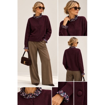 RG-RY630P–Cardigan Prună Fleur Romance din tricot cu volane florale (M–XL) - Img 6