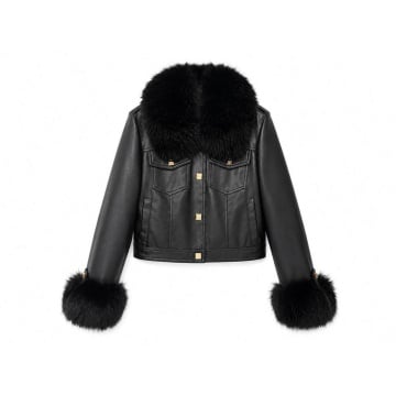 RG202311N–Nume produs Jachetă scurtă Premium Faux Leather & Fur – Noir - Img 2