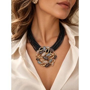 RG3070264B Colier Statement Mosaic Chic – Pandantiv Metalic Emailat Multicolor