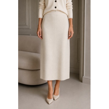 RG5316–Fustă Midi Tricotată Dreaptă – Ivory | Soft Elegance