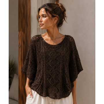 RG8123 maro – Kimono Croșetat din bumbac 100%