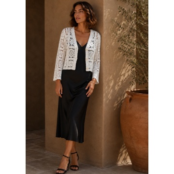 RG9288A–Cardigan croșetat din bumbac 100% alb (S-M) - Img 5