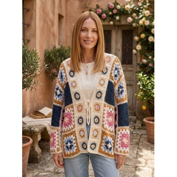 RGLS01-1 R Cardigan Boho Croșetat Multicolor 100% Acrilic (M–4XL) - Img 3