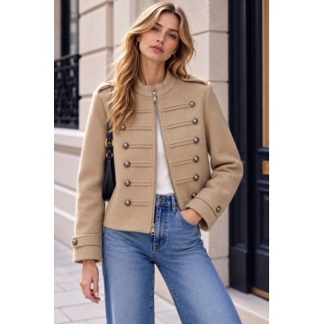 RGLU66003B–Jachetă Bej Officer Chic cu nasturi decorativi - Img 2