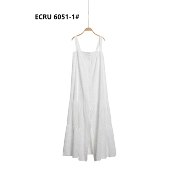 Rochie lungă din bumbac 100% tip Sangallo – RG6051 ALB - Img 2