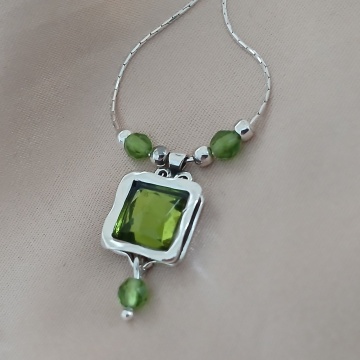 Set Argint 925 cu Peridot Natural „Green Mosaic”–N3897-E2740 - Img 2