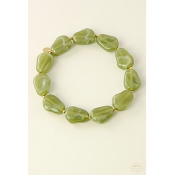 Set Colier și Brățară din Rășină – Olive Jade, Forme Organice RGA0907-V - Img 3