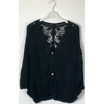 Cardigan Boho din Croșetat Ajurat – negru , 100% Bumbac, 38–46 (S–XXL) RG2001N - Img 2