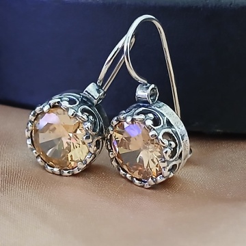 Cercei argint 925 champagne quartz E3306