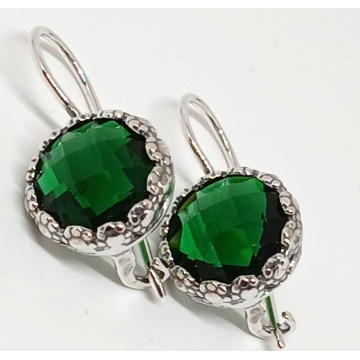 Cercei argint 925 & green quartz E1804