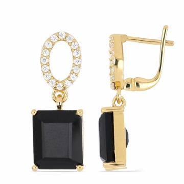 Cercei Celine -argint placat cu aur RGE010481 ONIX - Img 4