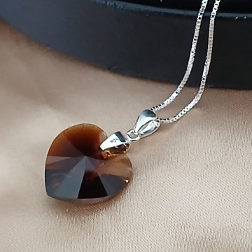 Colier argintr cristal topaz smokey N1028