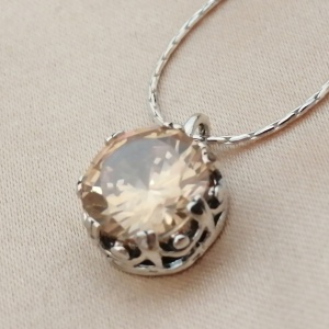 Colier din argint N4525 champagne quartz - Img 2