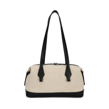 Geantă de umăr canvas structurată – stil urban elegant RGPHPH5543 N negru crem - Img 4