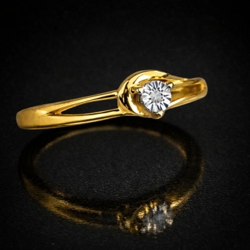 Inel argint placat cu aur -RGR017342 Diamant