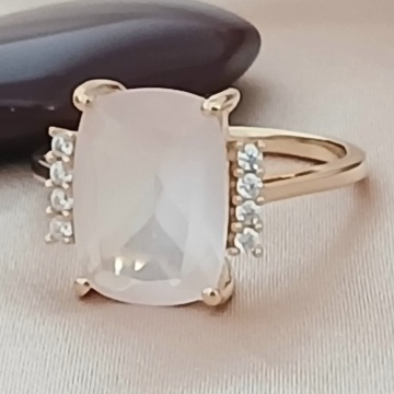 Inel Artisan -argint placat cu aur cuart roz -RGR13709 - Img 2