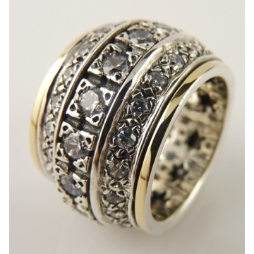 Inel Celestia din argint 925 și aur 14K cu zirconii – Design regal cu motive stelare - Img 5