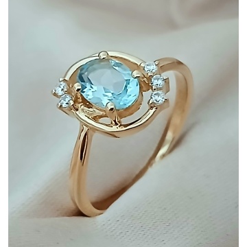 Inel Kitty -argint placat cu aur -RGR012820 topaz