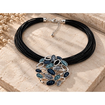 RG3070264A Colier Statement Mosaic Chic – Pandantiv Metalic Emailat Multicolor - Img 3
