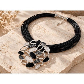 RG3070264N Colier Statement Mosaic Chic – Pandantiv Metalic Emailat Multicolor - Img 2