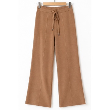 RG3744C– Pantaloni Tricotați Palazzo – Camel - Img 2