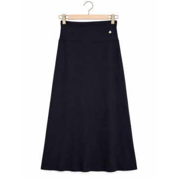 RG5007N–Fustă midi ușor evazată din tricot fin, cu talie elastică – negru - Img 2