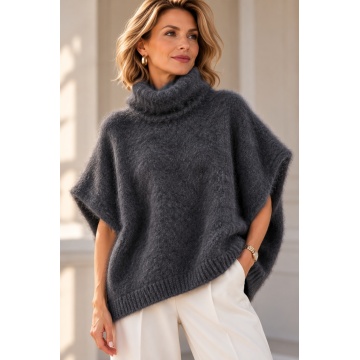 RG5212G–Pulover Gray Dolcevita Oversize din 82% Kid Mohair – Made in Italy