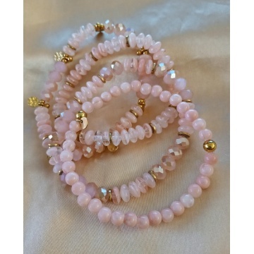 RG551276R Set 4 Brățări Elastice din Rășină – Peach Blush & Gold - Img 2