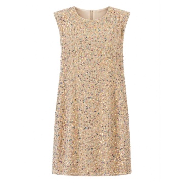 RG68158–Rochie Mini Elegantă cu Paiete Multicolore – Champagne Sparkle - Img 2