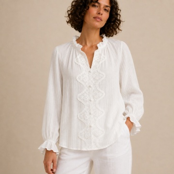 RG7057 Bluză Romantic Lace alba