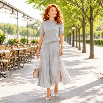 RG7120G Bluza GRI tricotată fin cu umeri structurați – Eleganță modernă - Img 4