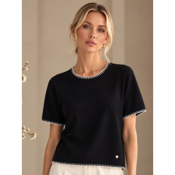RG7228N–Bluză Neagră Premium Soft Touch cu Cusături Contrastante (M–XL )