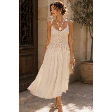 RGA8468 -Rochie Midi Couture Ivoire – Bumbac Italian & Dantelă Croșetată Luxury - Img 4