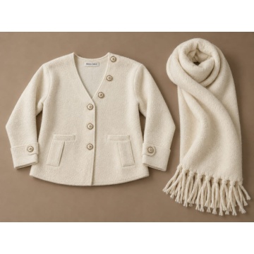 RGK5111-I Cardigan Soft Touch cu Fular Detașabil – Ivory - Img 2