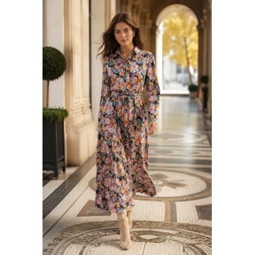 RGL629–Rochie Maxi Florală din Vâscoză cu Cordon – Romantic Bloom - Img 2