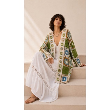 RGLS01 V Cardigan Lung Boho Croșetat 100% Acrilic (M–4XL)