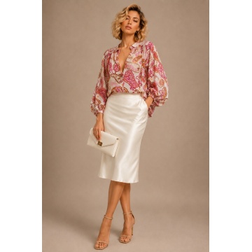 Bluză L – 3XL tip cămasă văscoză fucsia Made in France RG24747C