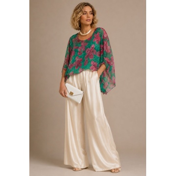 Bluză Terra Fuchsia Verde – L-2XL Mătase & Vâscoză Made in Italy RG9072RF