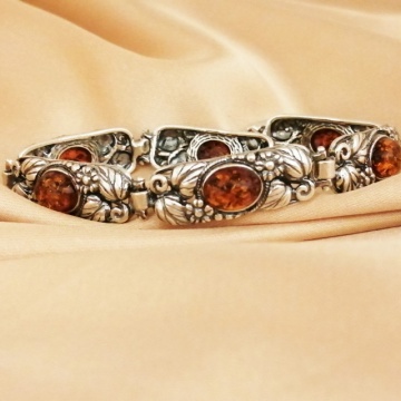 Brățară Argint 925 cu Chihlimbar Cognac „Amber Grace” B1398 - Img 4