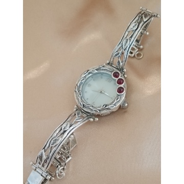 Ceas argint granat W9252