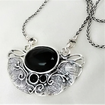 Colier din Argint cu Onix Negru Umbra Lunii N3008 - Img 4