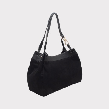 Geantă de Umăr Suede Elegance – Negru, cu Accesorii Aurii RG25878A - Img 3