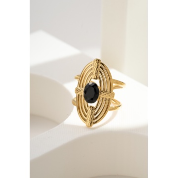 Inel „Noir Orbit” – Gold Statement Ring RGAB72082-351