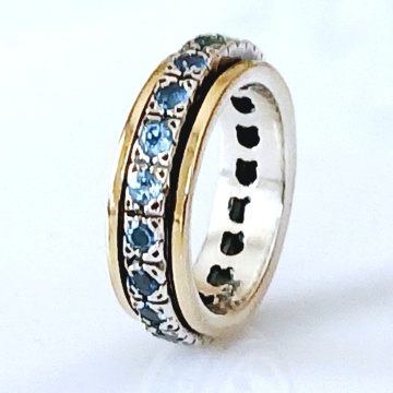 Inel Azura din argint 925 și aur 14K – cu topaz albastru natural - Img 5