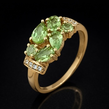 Inel Elia -argint placat cu aur -RGR07243 peridot