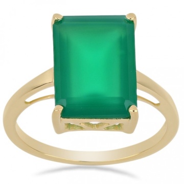 Inel LIDIA -argint placat cu aur -onix verde-RGR016010 OV - Img 3