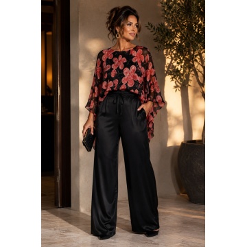 Pantaloni damă Satin Silk & Viscose NEGRU – Made in Italy RG3808 - Img 4