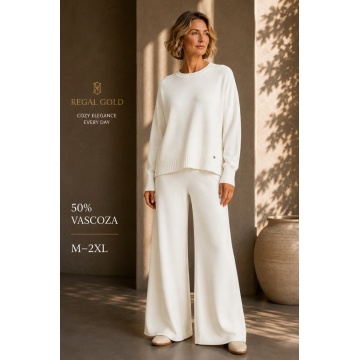 RG2442A ALB Set M–2XL tricotat premium – Pulover oversized & pantaloni largi