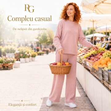 RG2442R Roz Set M–2XL tricotat premium – Pulover oversized & pantaloni largi